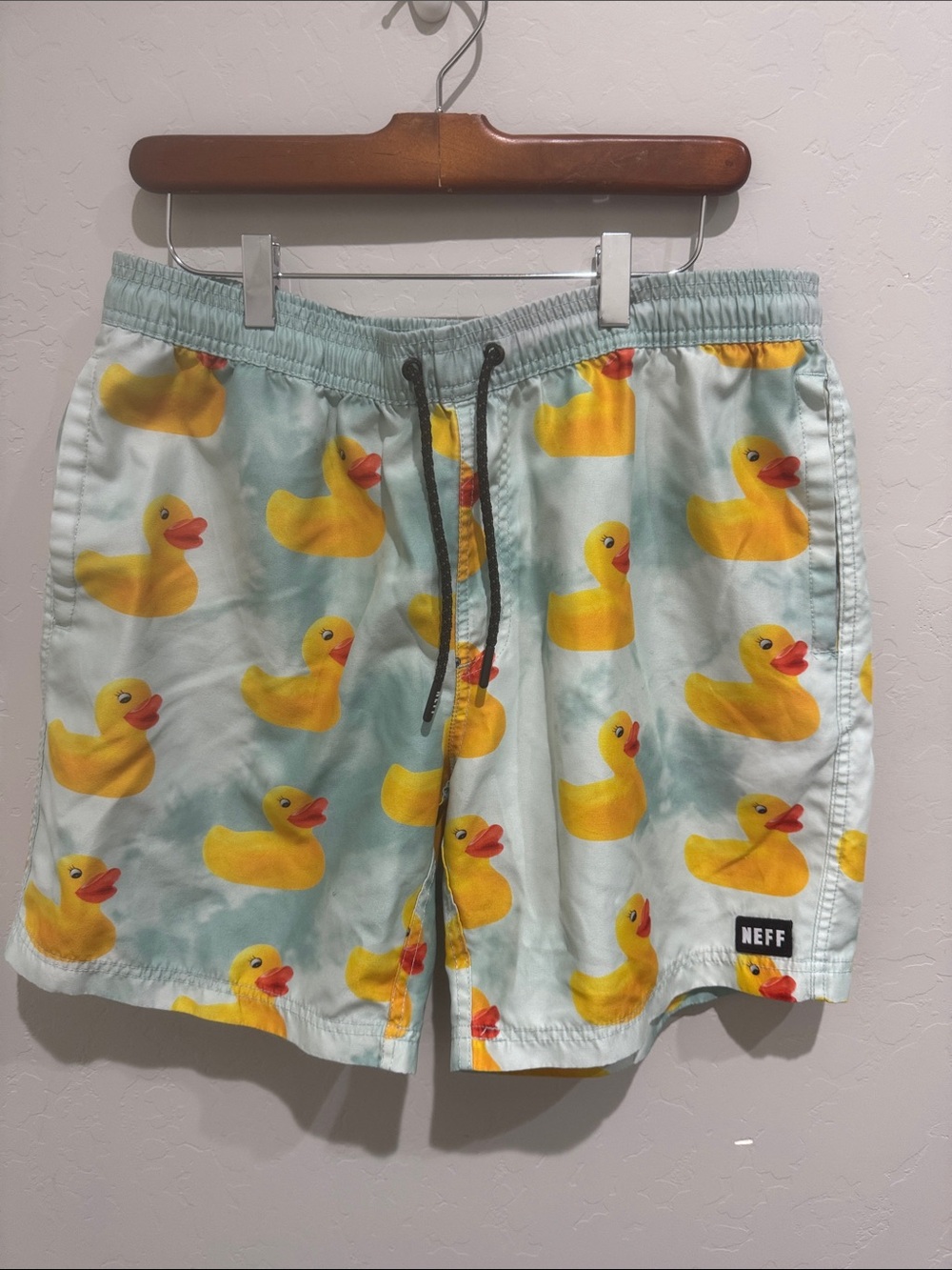 Neff Swim Trunks with Yellow Rubber Duck Print